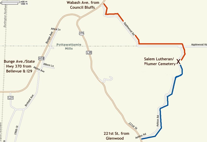 Map to Salem Lutheran Church/Plumer Cemetery